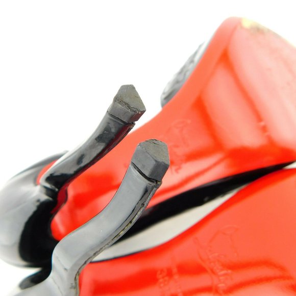 CHRISTAIN LOUBOUTIN Black Laser Cut D'orsay Pumps 38.5 - Picture 9 of 10